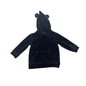Old Navy Infant Boys Navy Blue Ribbed Corduroy Bear Ear Hoodie 6-12M (0974)
